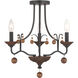 Colonial Charm 3 Light 16.75 inch Old World Bronze with Walnut Semi Flush Ceiling Light