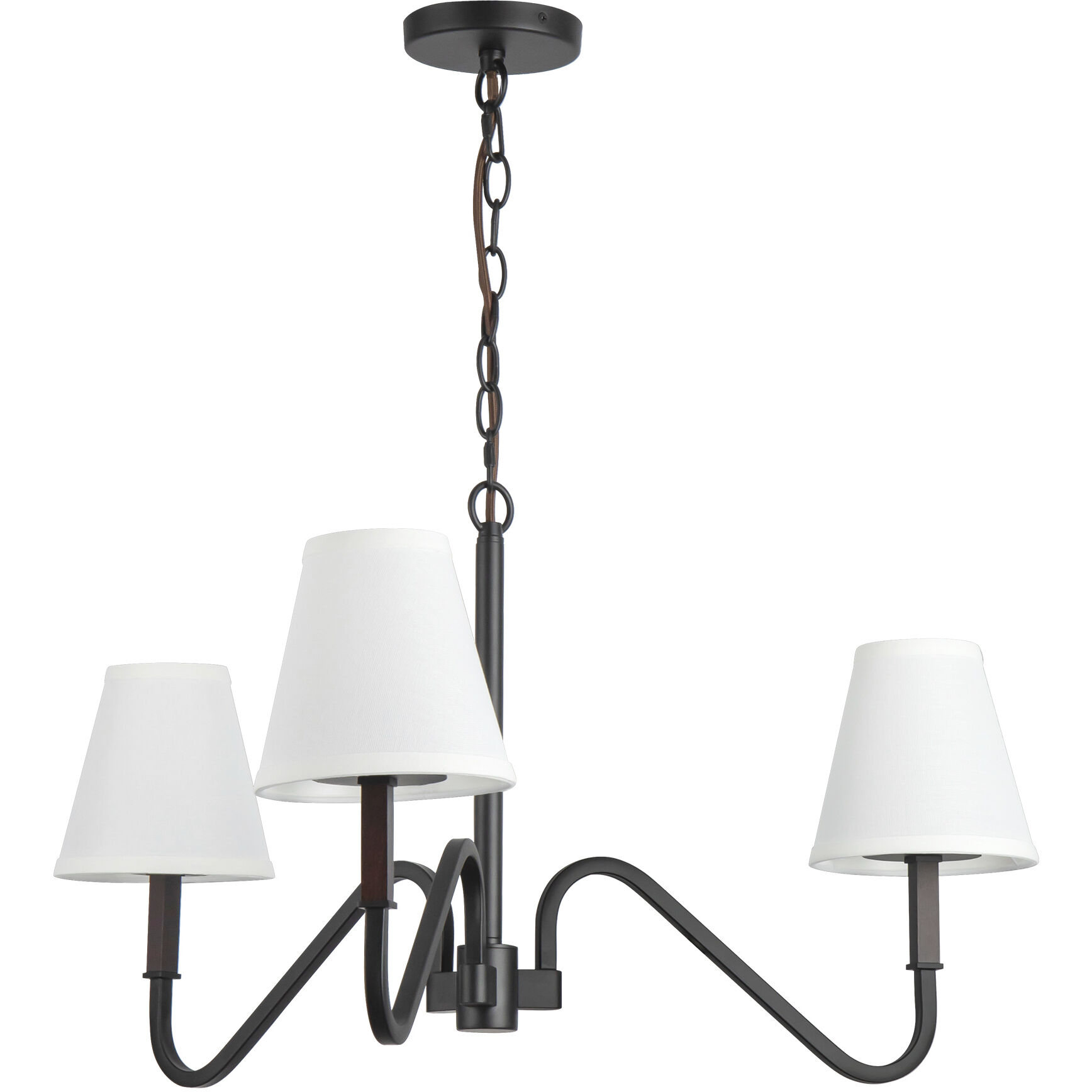 Alora Mood Sloan 3 Light 30 inch Matte Black and White Linen Chandelier Ceiling Light