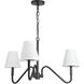 Alora Mood Sloan 3 Light 30 inch Matte Black and White Linen Chandelier Ceiling Light