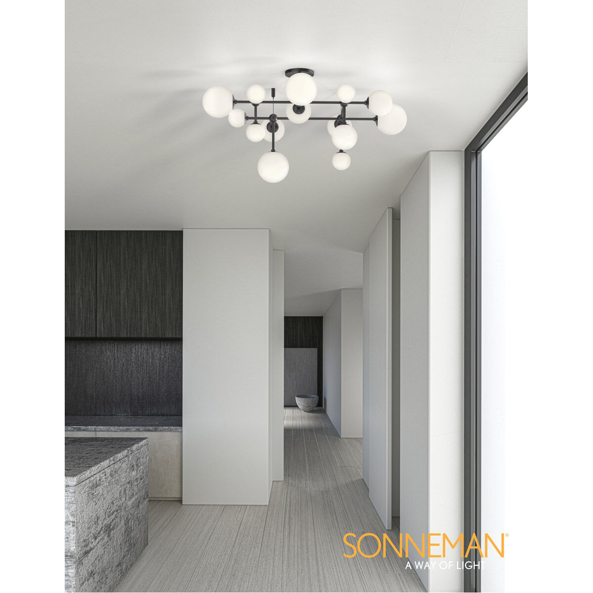 Sabon LED 36 inch Satin Black Surface Mount Ceiling Light