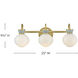 Lucy 3 Light 25 inch Lacquered Brass with Seafoam Bath Light Wall Light
