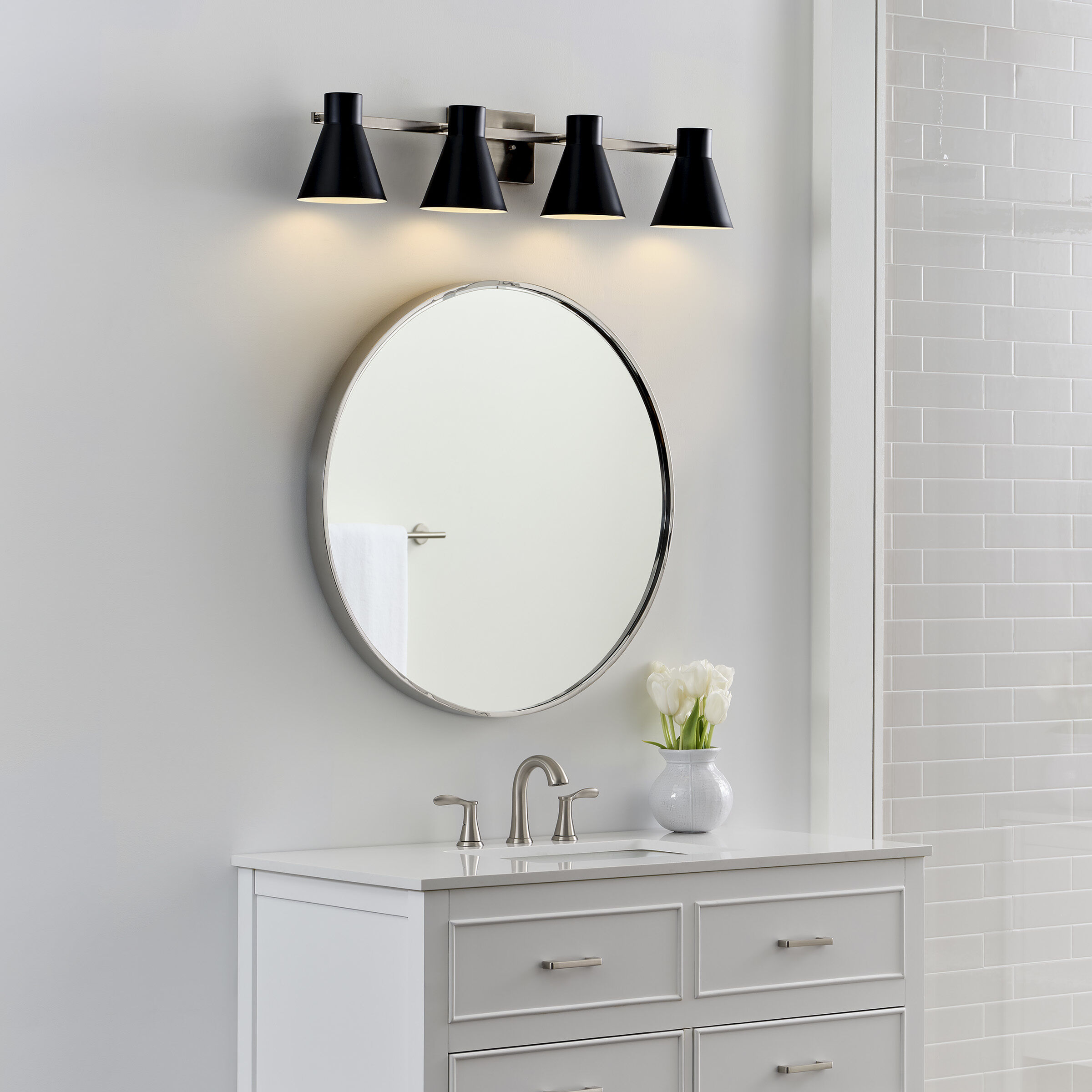 Towner 4 Light 35.38 inch Brushed Nickel Wall Bath Fixture Wall Light