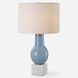 Clear Sky 28 inch 150.00 watt Sky Blue Seeded Glass with Marble Foot and Brushed Nickel Table Lamp Portable Light
