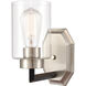 Mila 1 Light 4.38 inch Black Satin Nickel Sconce Wall Light in Clear Glass