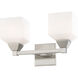Aragon 2 Light 15 inch Brushed Nickel Bath Vanity Wall Light