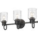 Kinsley 3 Light 22 inch Matte Black Bath Vanity Wall Light