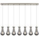 Owego 7 Light 48.88 inch Brushed Satin Nickel Linear Pendant Ceiling Light in Light Smoke Glass