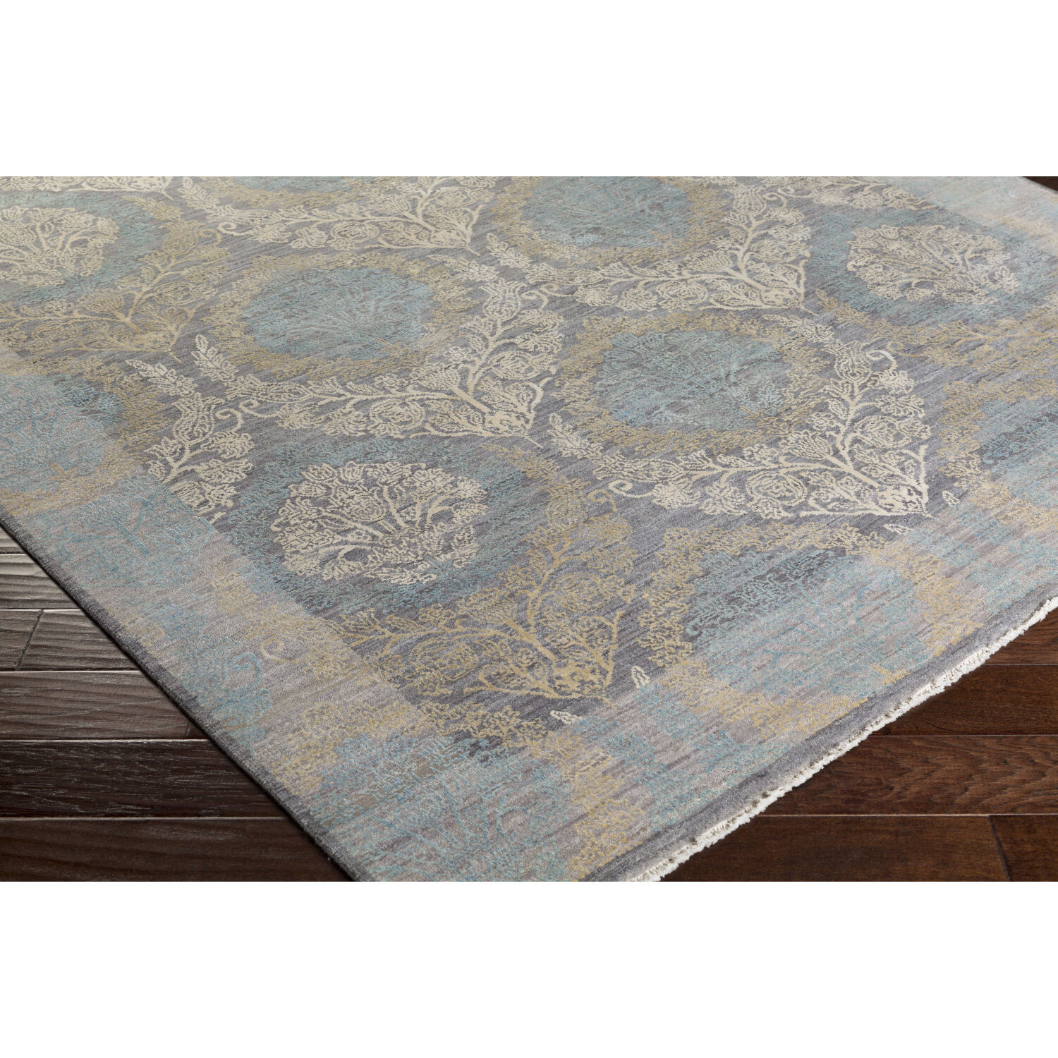 Soma 120 X 96 inch Charcoal / Light Olive / Light Beige Handmade Rug