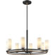 Fusion Collection - Tilburg Family 8 Light 32.5 inch Matte Black and Brass and Opal Chandelier Ceiling Light in 32.5" D x 32.5" W x 18" H, EVOLV