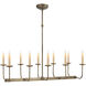 Chapman & Myers Linear Branched 10 Light 35 inch Antique Nickel Linear Chandelier Ceiling Light in (None)