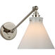 Chapman & Myers Parkington LED 8.5 inch Polished Nickel Single Library Wall Light in White Glass