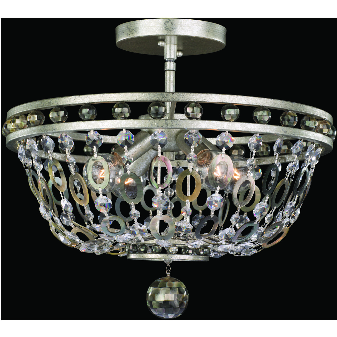 Lucia 4 Light 17 inch Vintage Silver Leaf Semi Flush Mount Ceiling Light