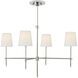 Thomas O'Brien Bryant 4 Light 36 inch Polished Nickel Chandelier Ceiling Light in Linen, Large