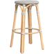 Tobias Round Rattan 30" Bar Stool in Gray and White Dot