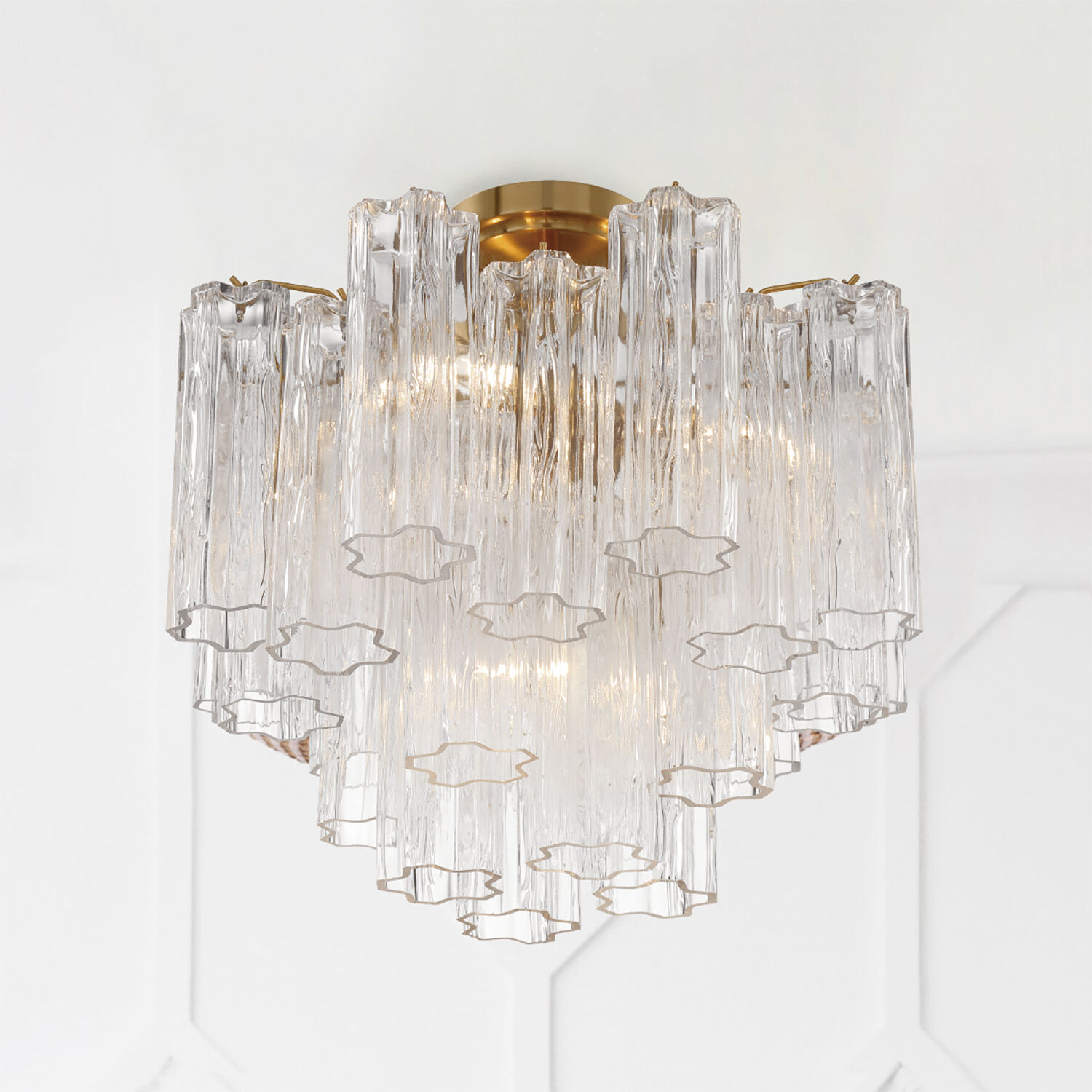 Addis 4 Light 17.75 inch Aged Brass Semi Flush Ceiling Light in Clear