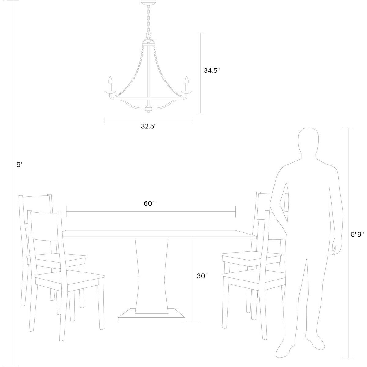 Sean Lavin Nori 6 Light 32.5 inch Dark Weathered Zinc / Driftwood Grey Chandelier Ceiling Light