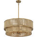 Ashburn 6 Light 28 inch Warm Brass and Rope Pendant Ceiling Light