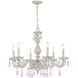 Paris Market 6 Light 28 inch Antique White Chandelier Ceiling Light in Rose Colored Hand Cut
