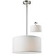 Albion 3 Light 16 inch Brushed Nickel Pendant Ceiling Light in White Linen Fabric