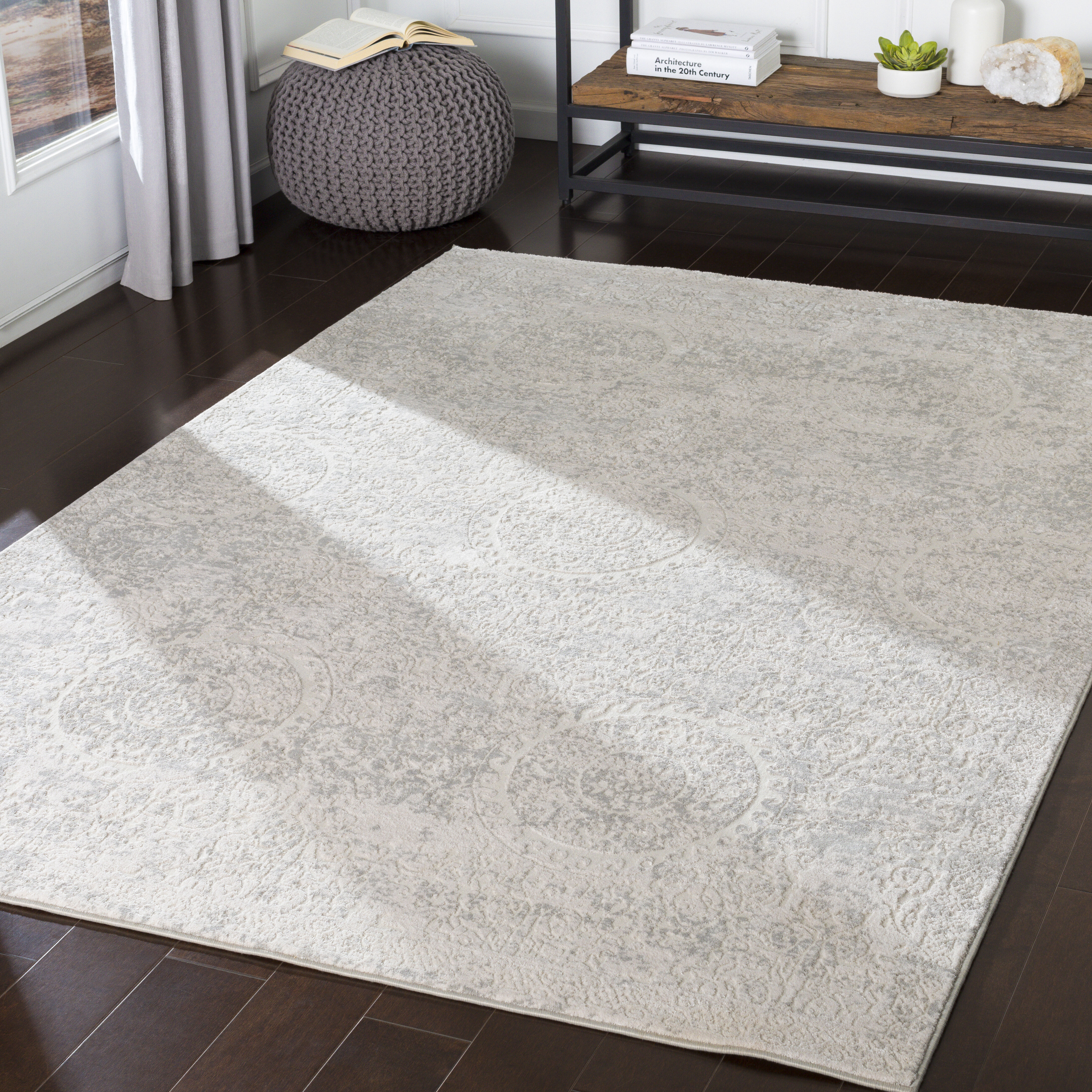 Aisha 60 X 31 inch Light Gray Rug in 3 x 5, Rectangle