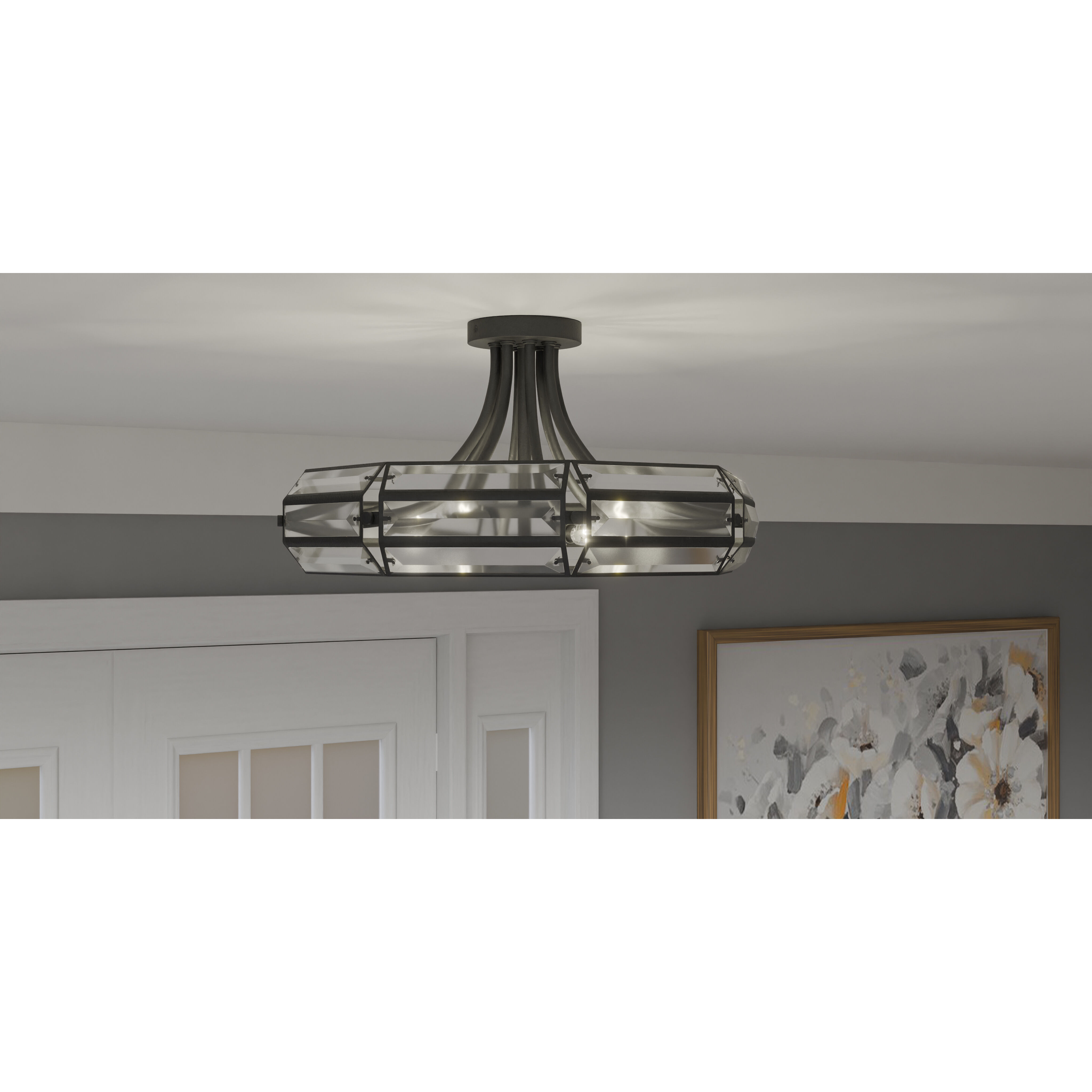 Padilla 4 Light 17 inch Matte Black Semi-Flush Mount Ceiling Light, Medium