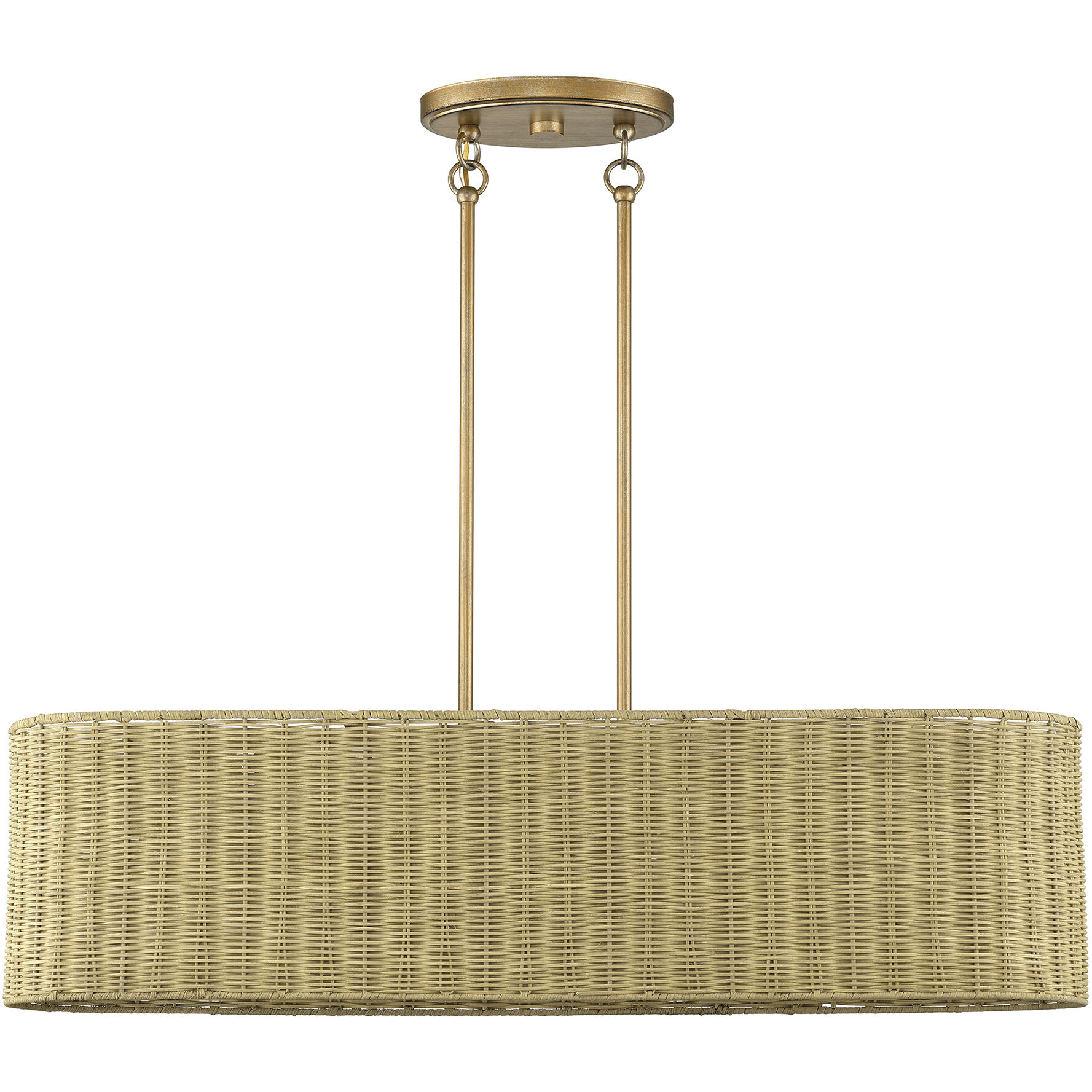 Weavington 4 Light 36 inch Antique Gold Leaf Linear Chandelier Ceiling Light, Large