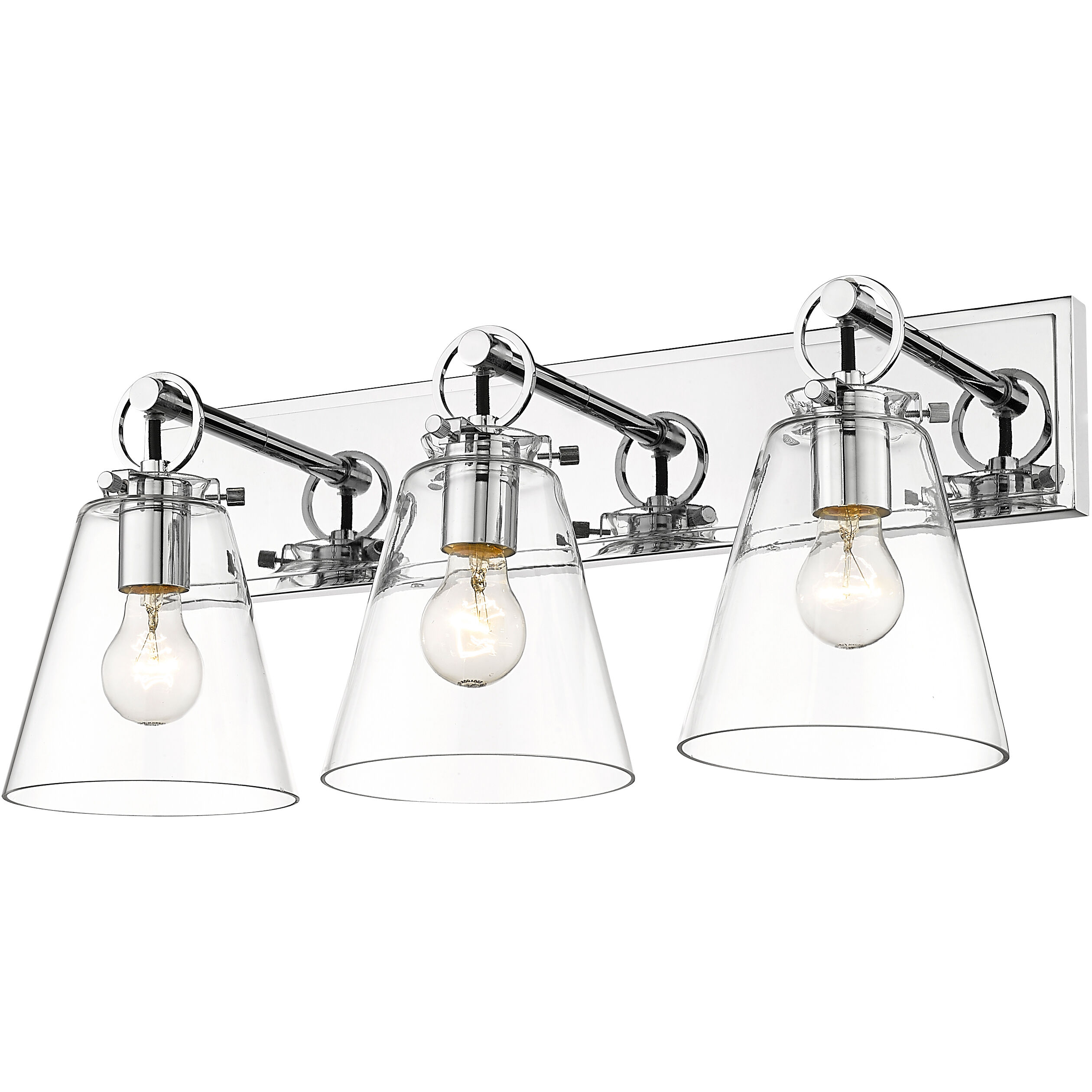 Harper 3 Light 23 inch Chrome Vanity Wall Light in Burnished Silver