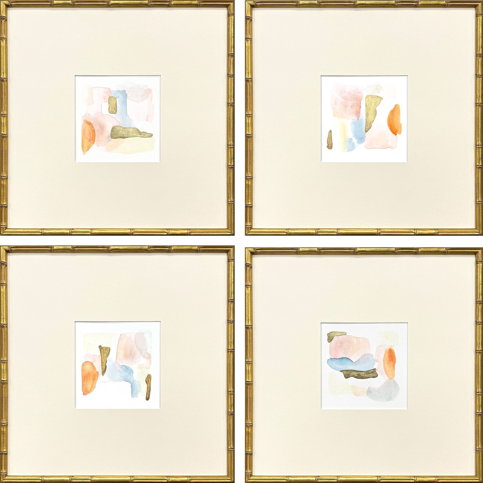 Like Clouds Orange and Metallic and Blue and Pink Framed Art