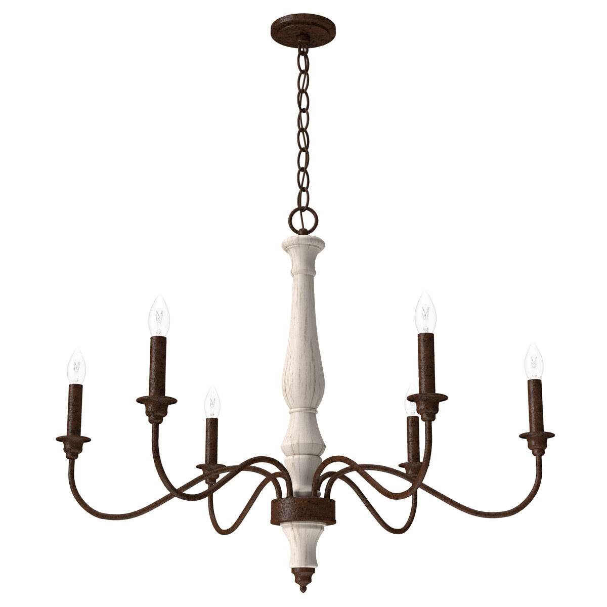 Teren 6 Light 31 inch Distressed White Chandelier Ceiling Light