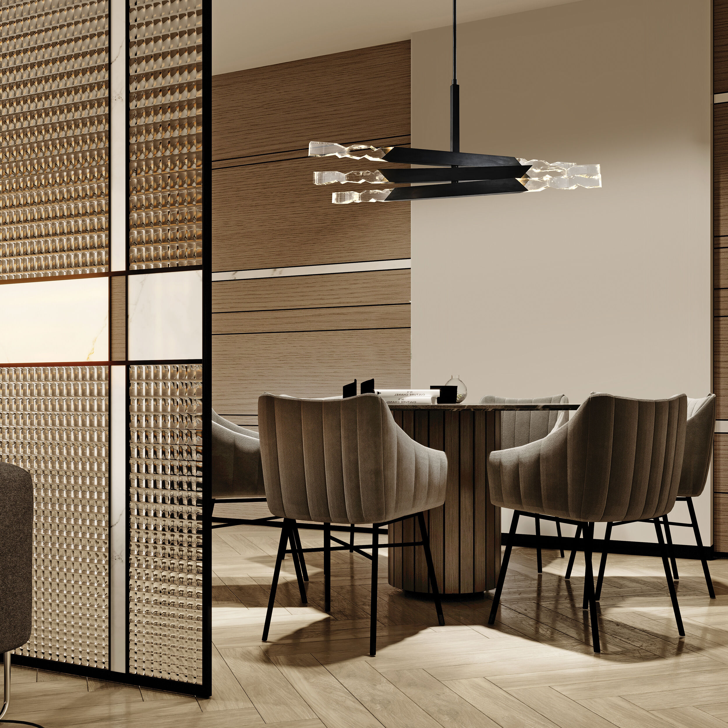 Mamadim 6 Light 48 inch Satin Brushed Black Chandelier Ceiling Light