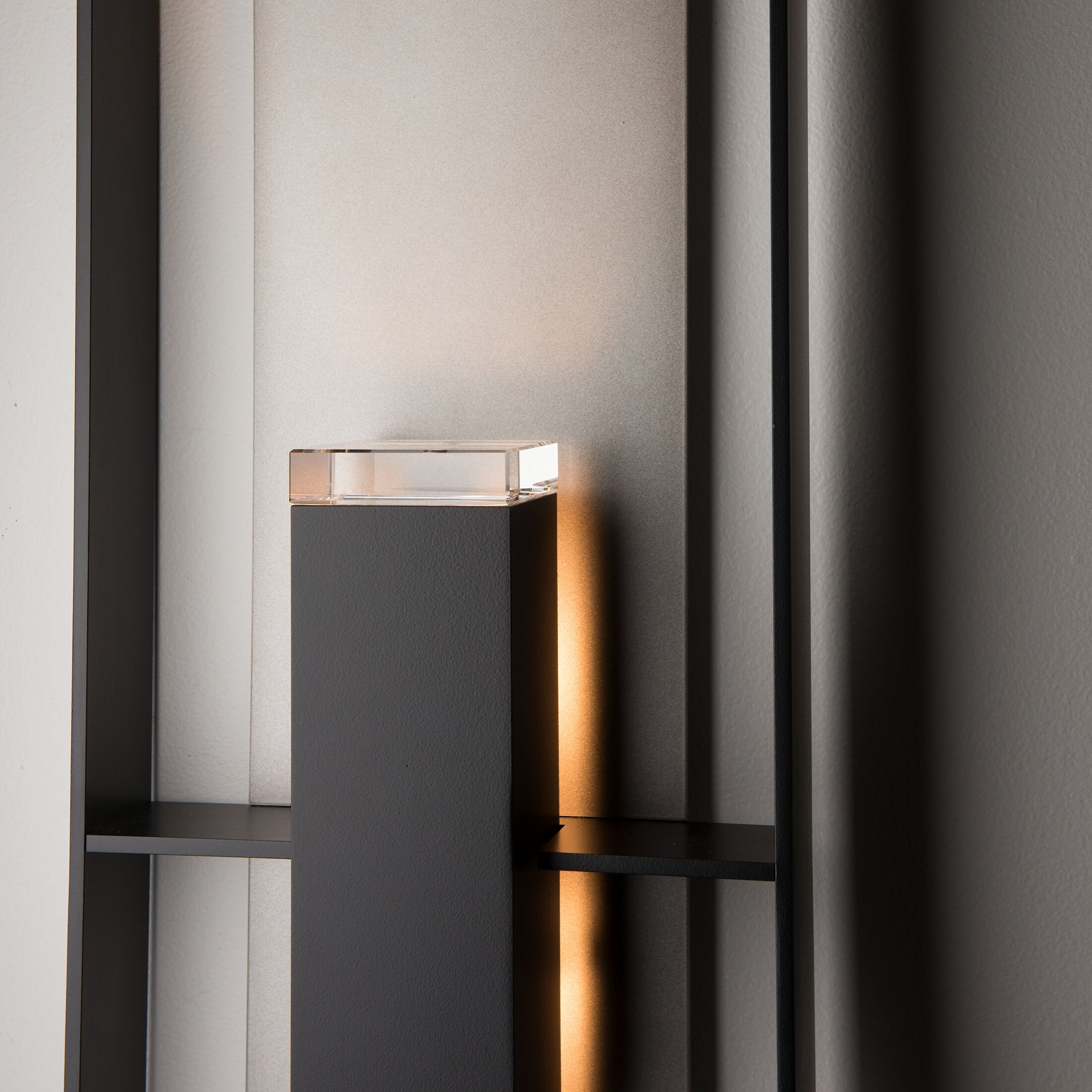 Shadow Box 2 Light 34 inch Coastal Black/Coastal Burnished Steel Outdoor Sconce, Tall