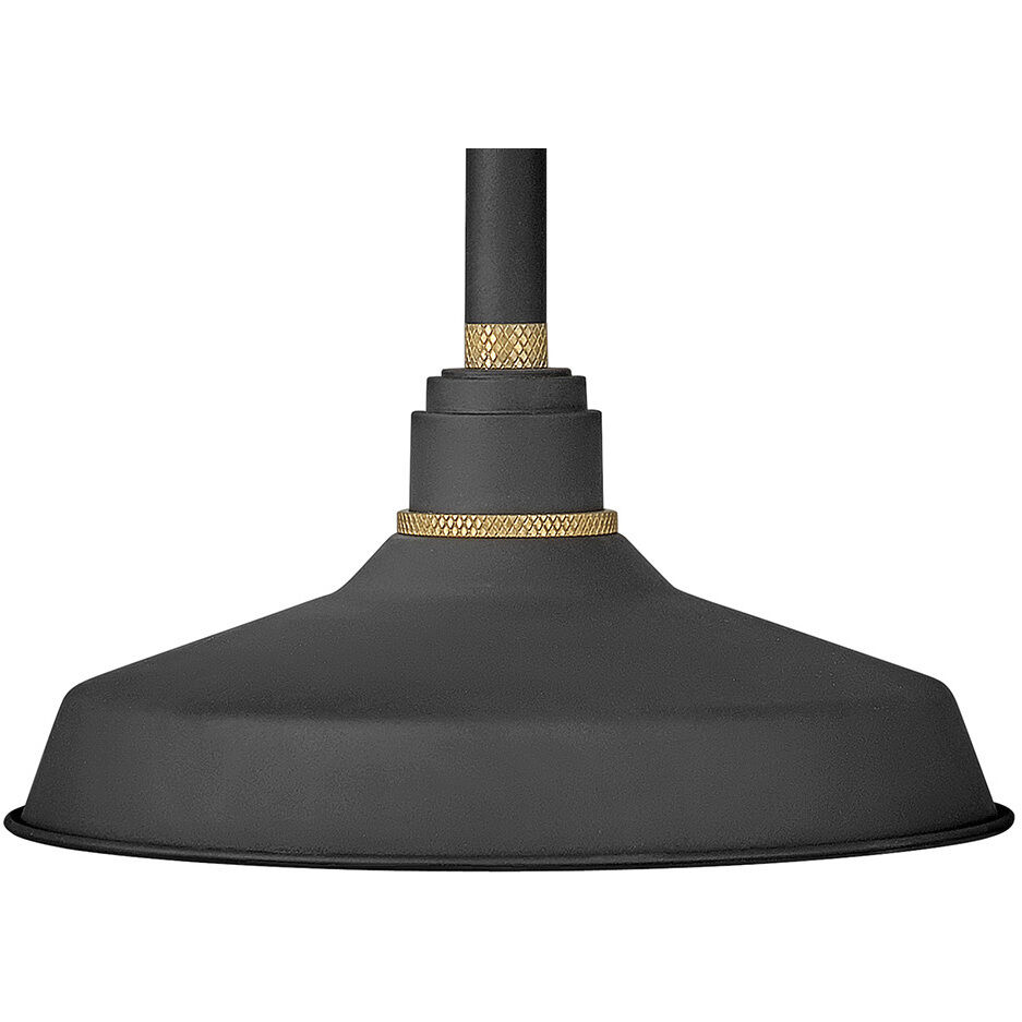 Foundry Classic Outdoor Barn Light in Textured Black, Gooseneck