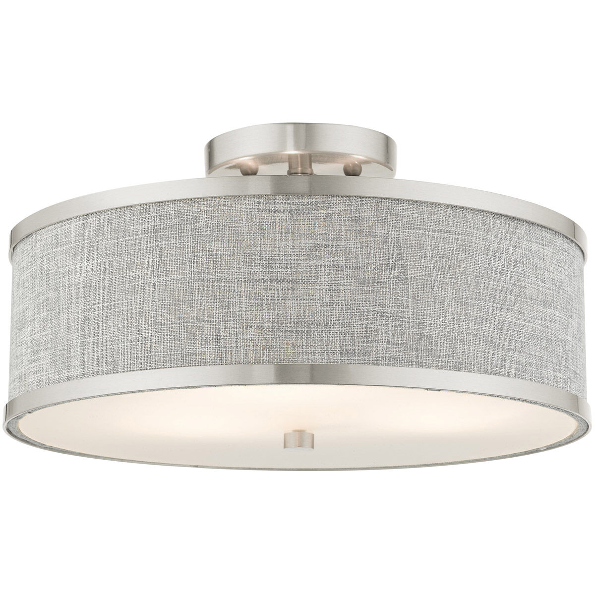 Park Ridge 3 Light 15 inch Brushed Nickel Semi Flush Ceiling Light 