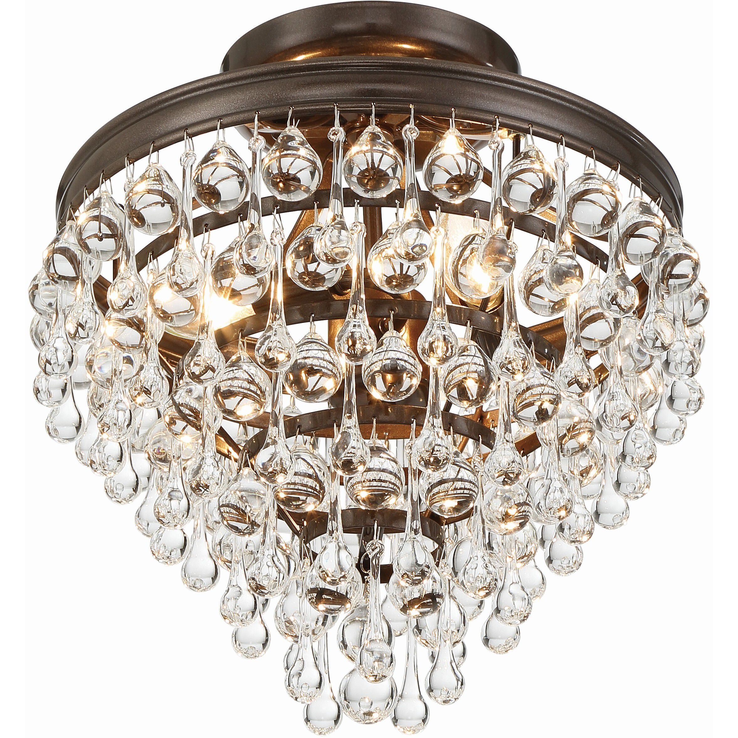 Calypso 3 Light 13 inch Vibrant Bronze Semi Flush Ceiling Light
