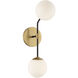 Stella 2 Light 5.5 inch Matte Black with Natural Brass Wall Sconce Wall Light