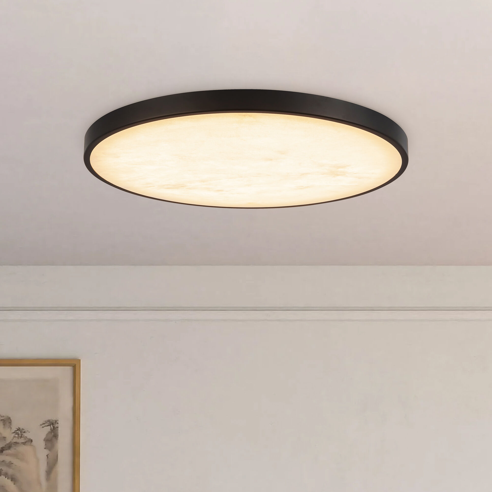 Alora Mood Evelyn 15.13 inch Matte Black and Alabaster Flush Mount Ceiling Light
