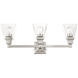 Mission 3 Light 25 inch Brushed Nickel Vanity Sconce Wall Light