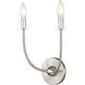 Shannon 2 Light 12.75 inch Brushed Nickel Wall Sconce Wall Light