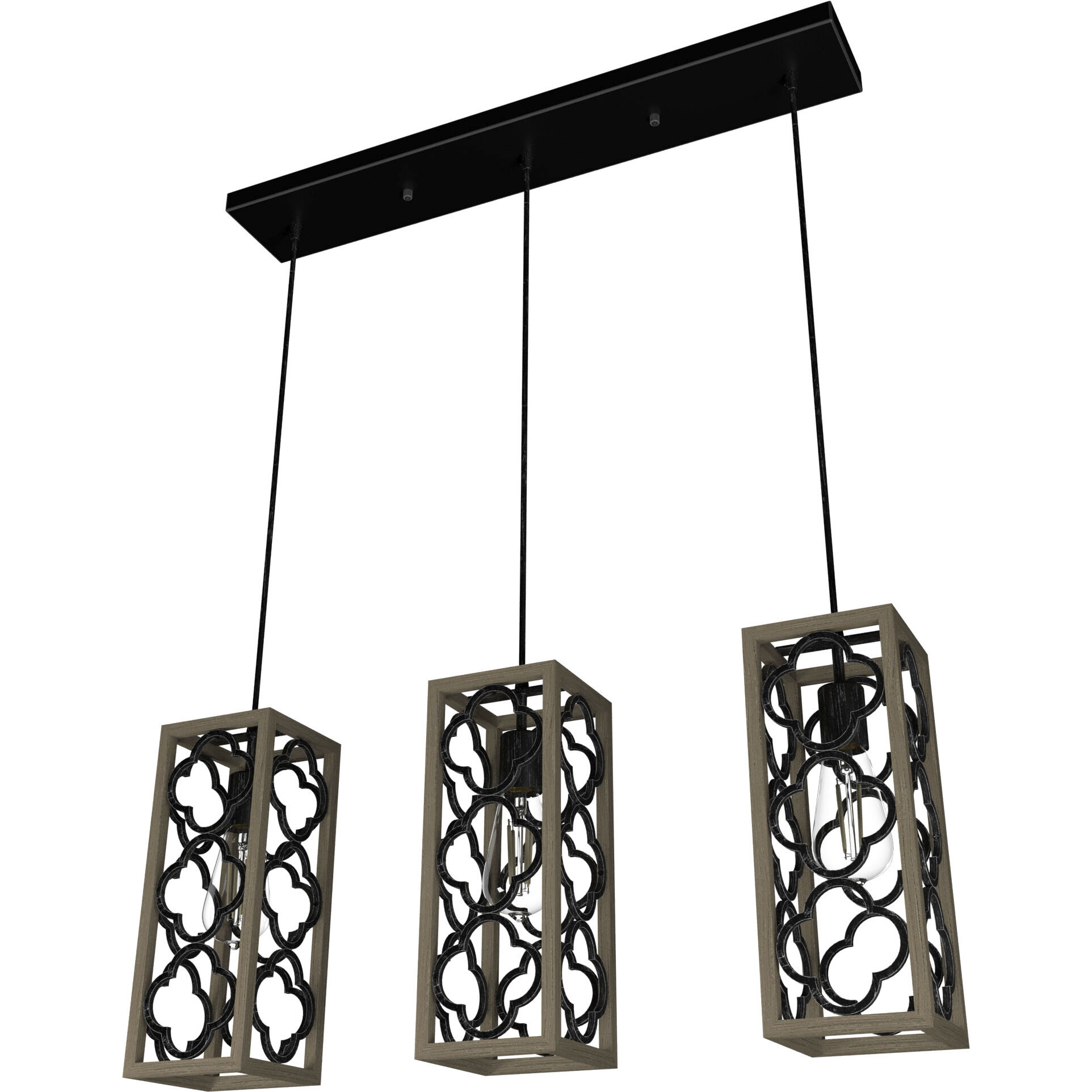 Gablecrest 3 Light 5 inch French Oak Linear Cluster Pendant Ceiling Light