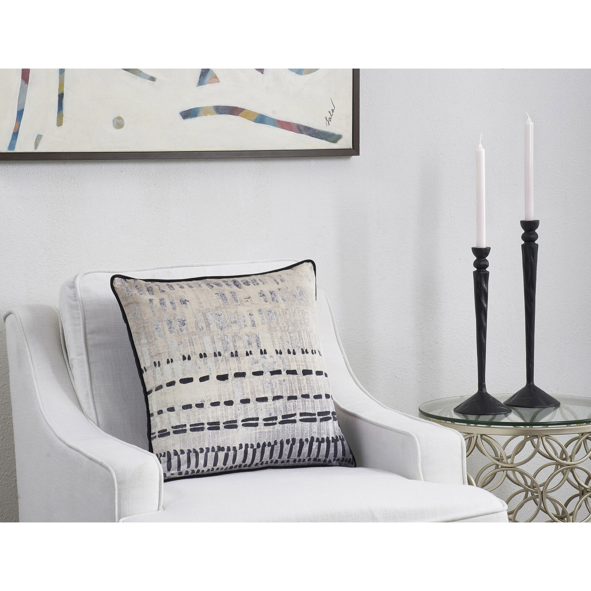 Zitsa 20 inch Black and Off-white Indoor Pillow