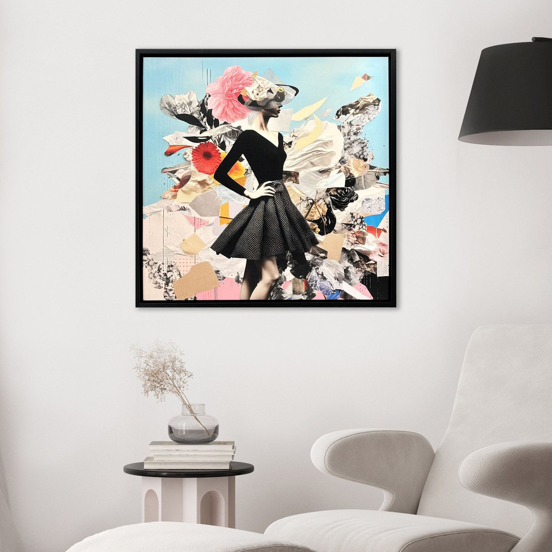 Fashionable Impression Black and Blue and Multi and Pink Canvas