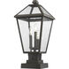Talbot 3 Light 21 inch Oil Rubbed Bronze Outdoor Pier Mounted Fixture in Seedy Glass