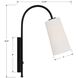 Alexa 13.25 inch 100.00 watt Matte Black Task Sconce Wall Light