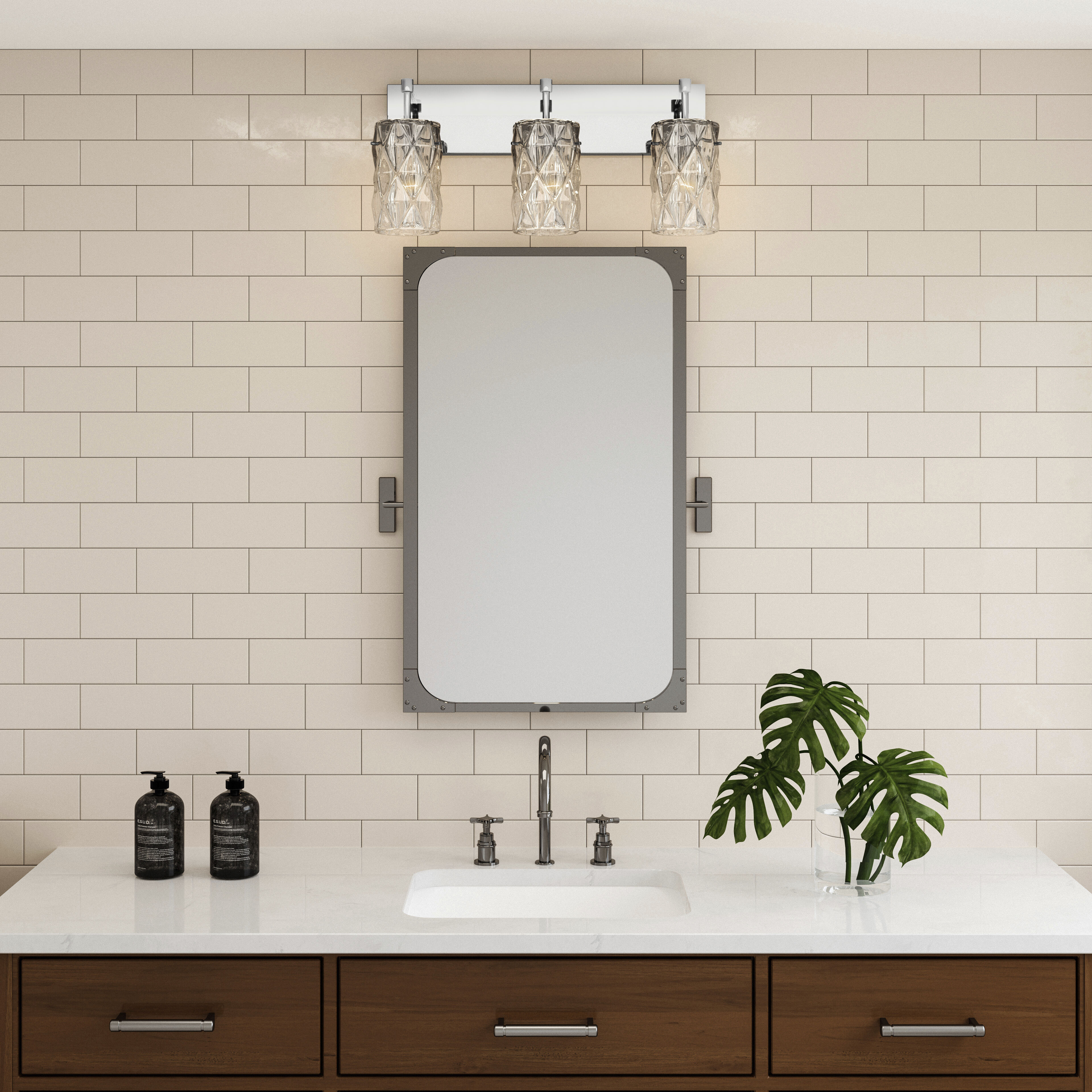 Forma de Crystal 3 Light 23 inch Polished Chrome Vanity Light Wall Light