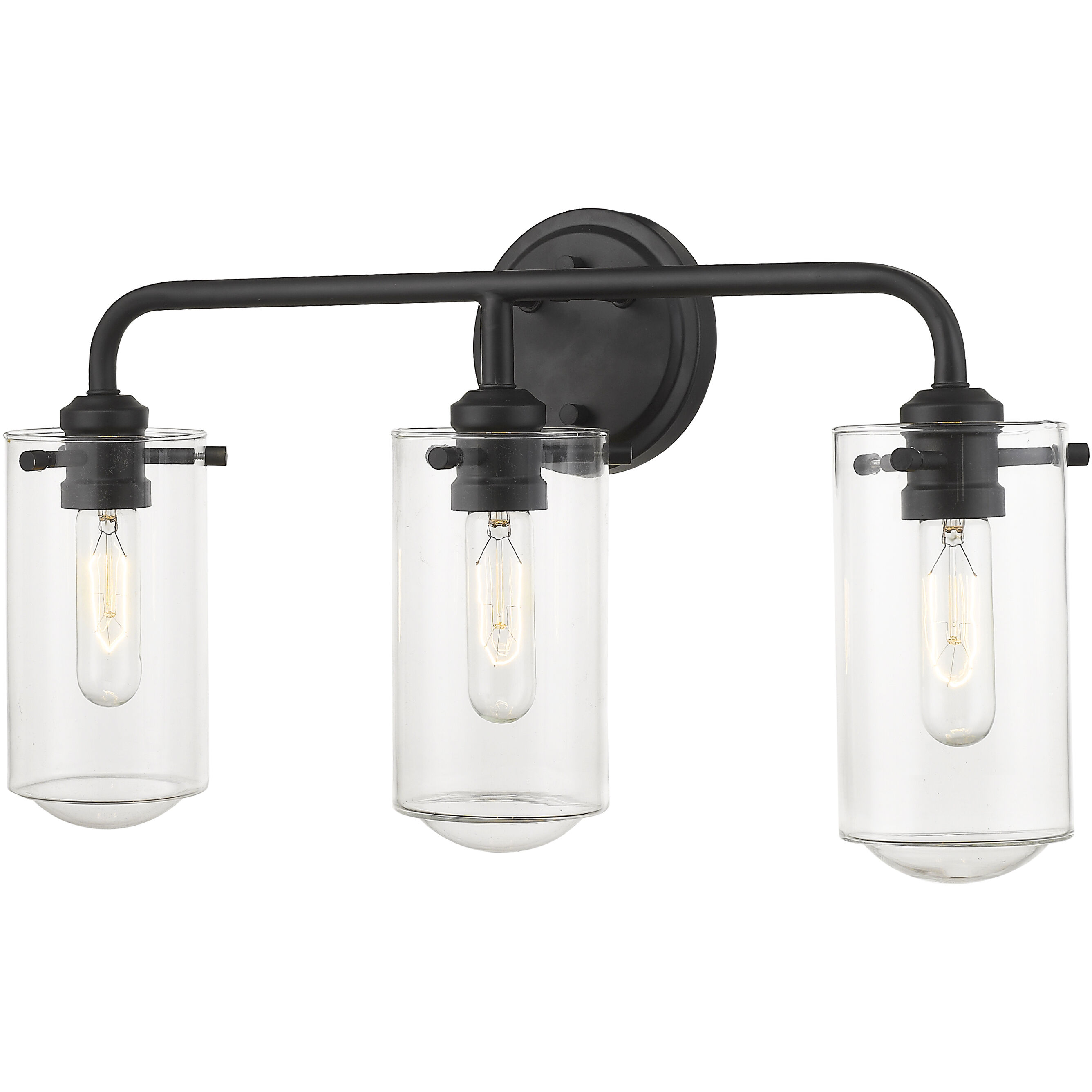 Delaney 3 Light 22 inch Matte Black Vanity Wall Light