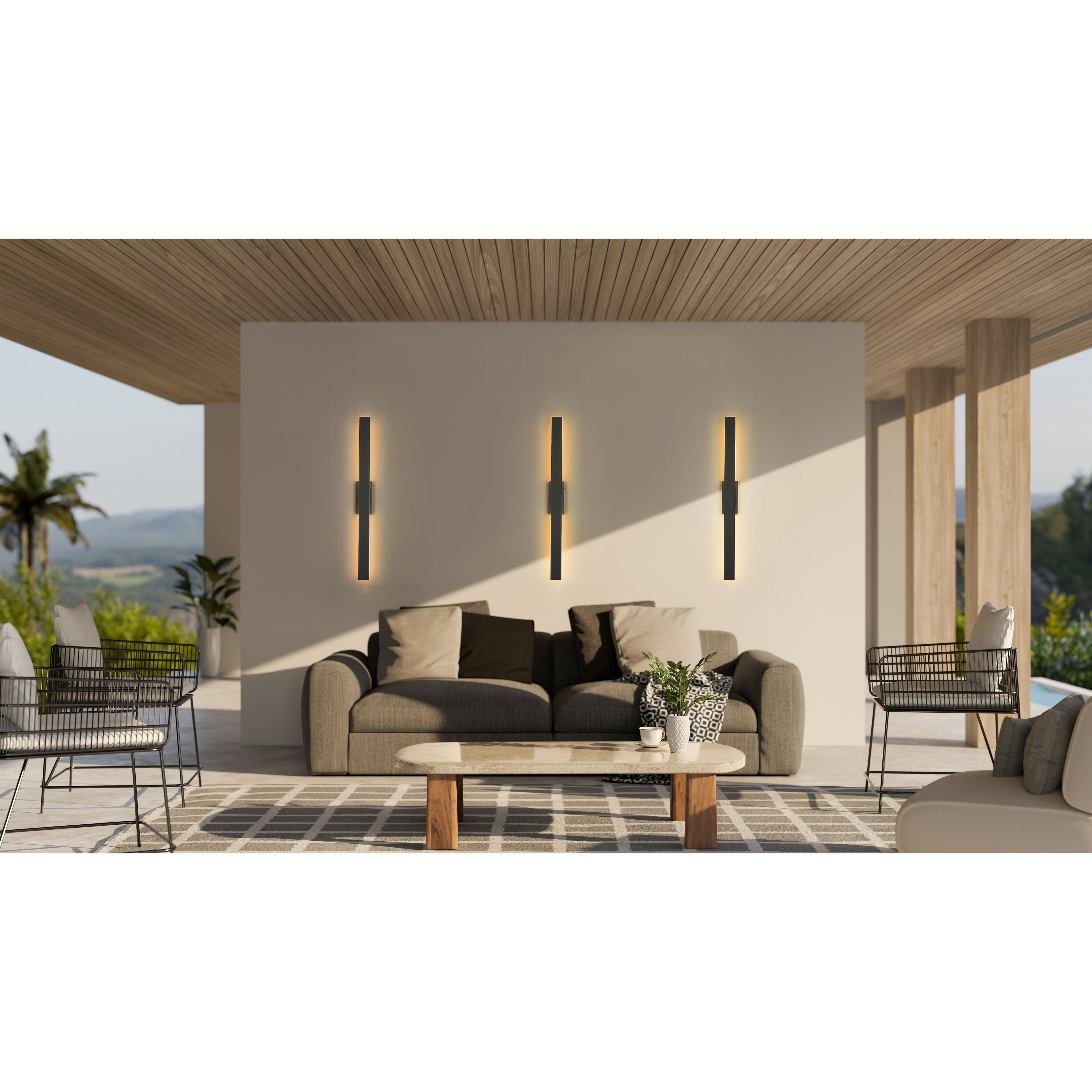 Stylet LED 48 inch Sand Black Outdoor Wall Light