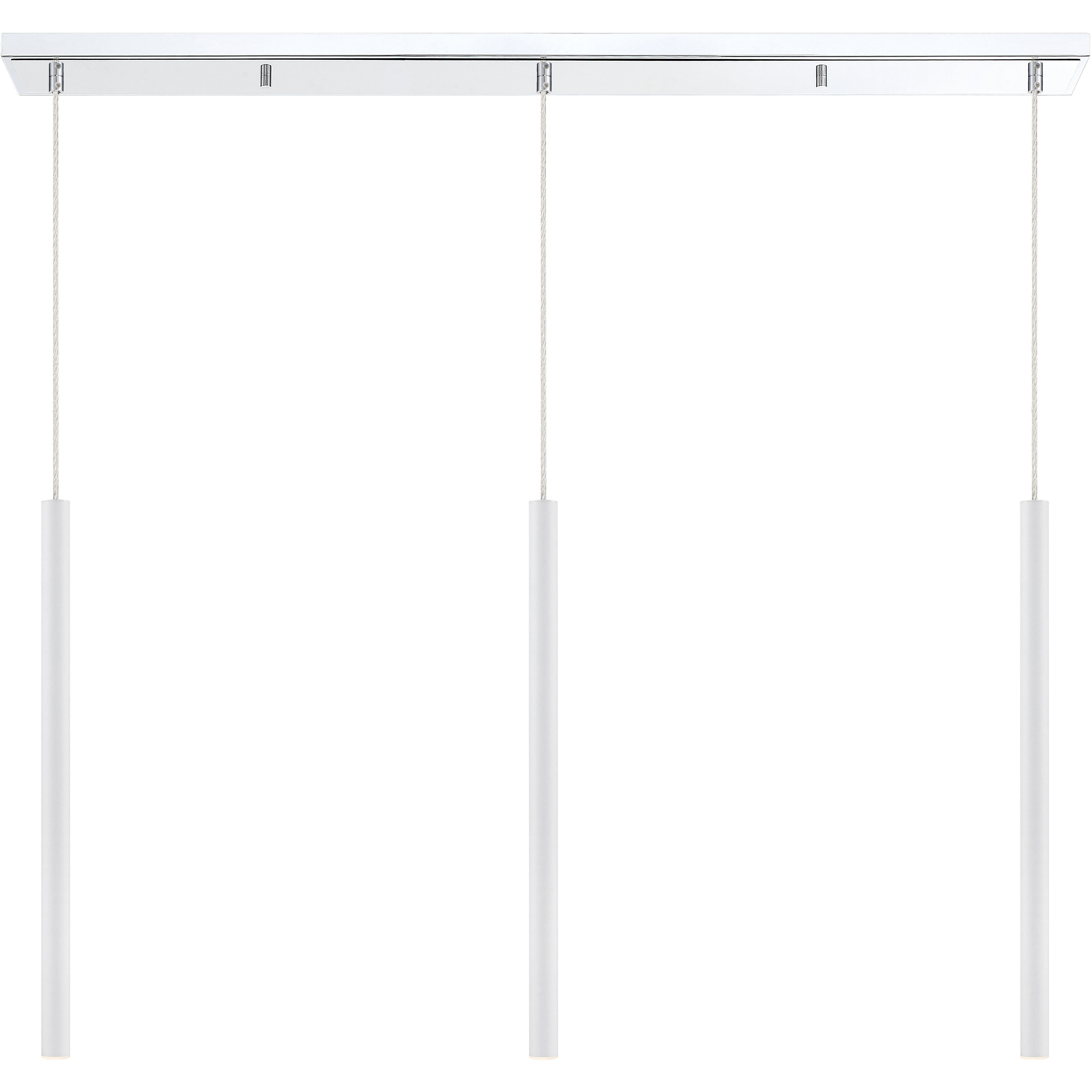 Forest LED 46 inch Chrome Linear Chandelier Ceiling Light in 3, 20, Matte White Steel