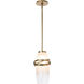 Trilogy 1 Light 7.8 inch Modern Brass Mini Pendant Ceiling Light in Frost with Clear