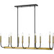 Haylie 10 Light 44 inch Matte Black and Olde Brass Linear Chandelier Ceiling Light