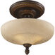 Restoration 3 Light 15 inch Antique Golden Bronze Semi Flush Mount Ceiling Light